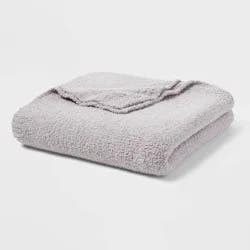 Full/Queen Cozy Chenille Bed Blanket Gray - Threshold™: Midweight Knitted, Machine Washable, No Backing