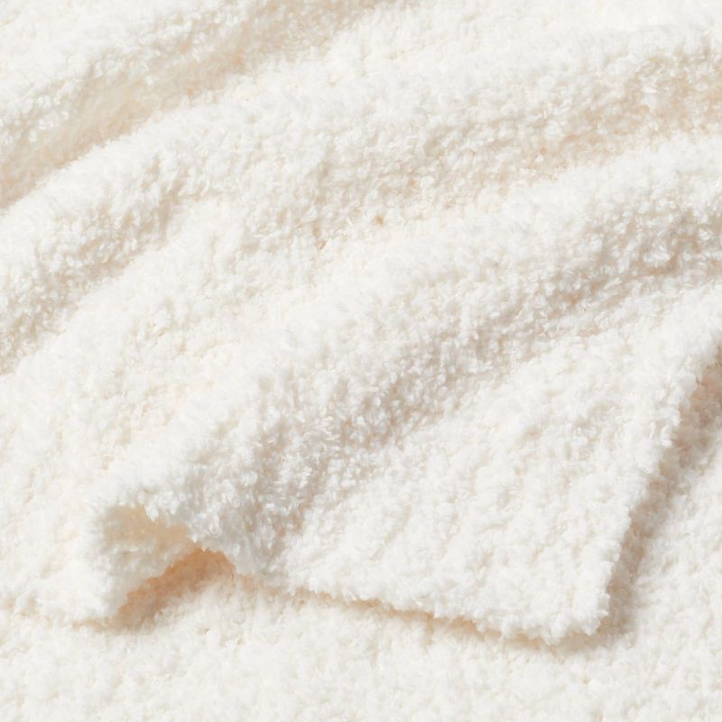 slide 3 of 3, King Cozy Chenille Bed Blanket White - Threshold™: Recycled Polyester, Knitted, Machine Washable, 1 ct