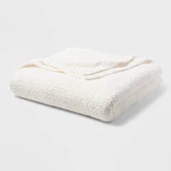 Full/Queen Cozy Chenille Bed Blanket White - Threshold™: Midweight, Knitted, Machine Washable