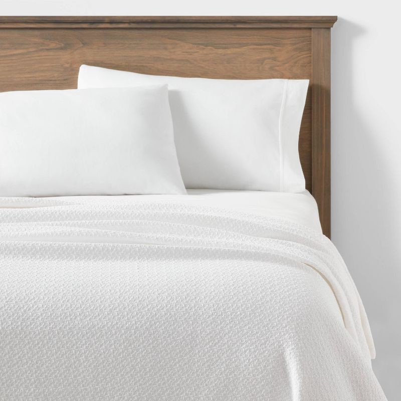 slide 2 of 3, King 100% Cotton Bed Blanket White - Threshold™, 1 ct