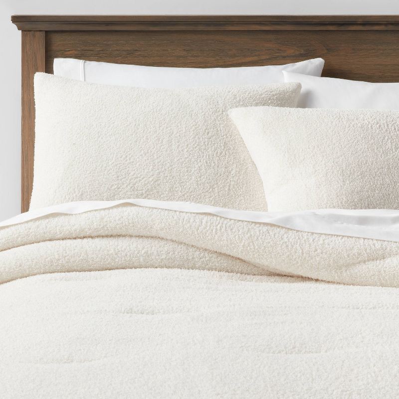 slide 1 of 4, King Cozy Chenille Comforter & Sham Set Cream - Threshold, 1 ct