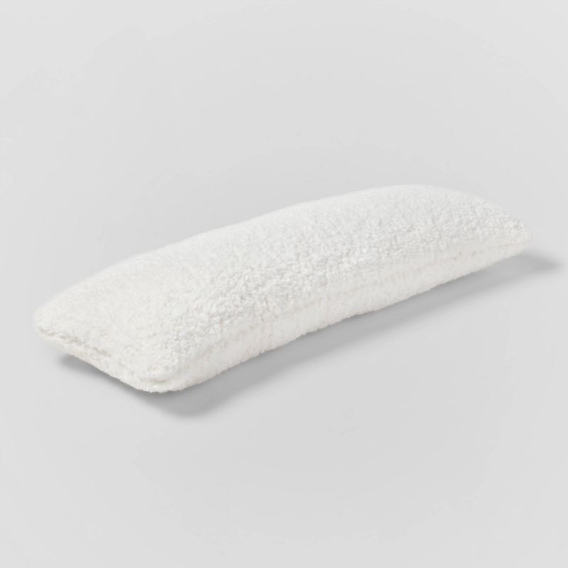 slide 4 of 4, Oversized Oblong Traditional Cozy Faux Shearling Decorative Throw Pillow Cream - Threshold, 1 ct