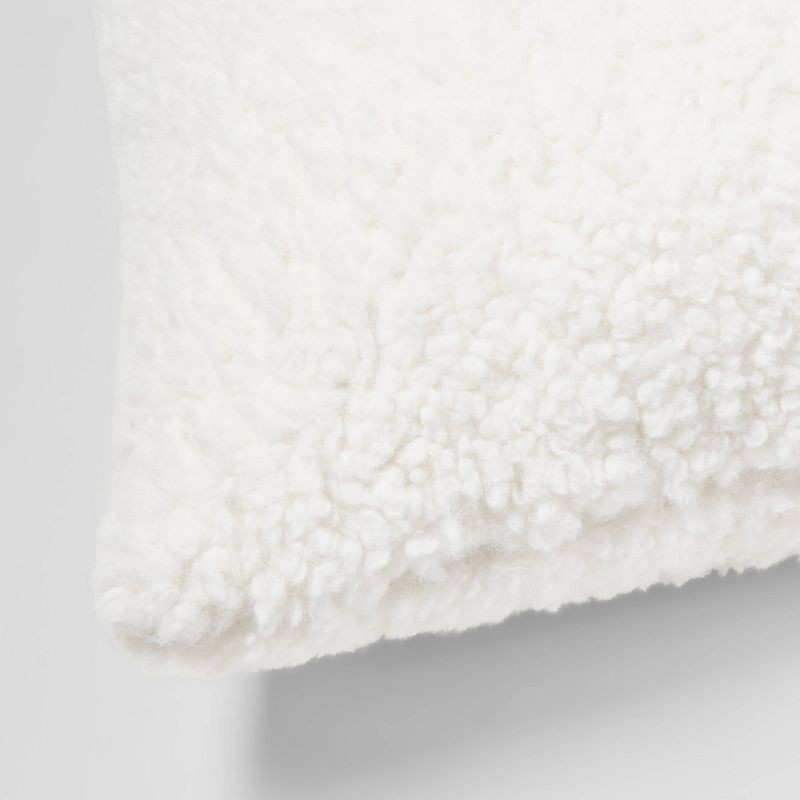 slide 2 of 4, Oversized Oblong Traditional Cozy Faux Shearling Decorative Throw Pillow Cream - Threshold, 1 ct