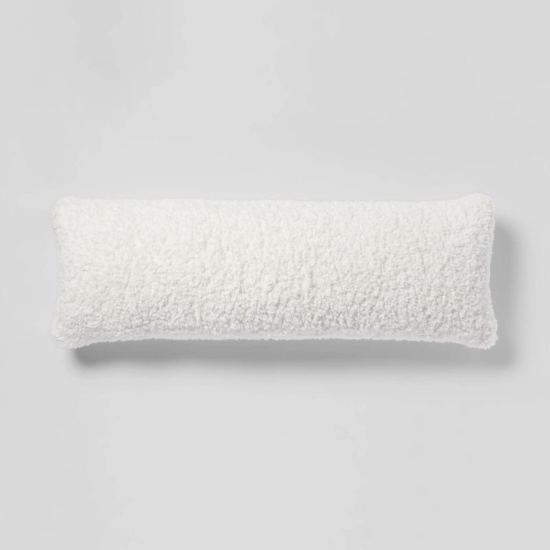 slide 1 of 4, Oversized Oblong Traditional Cozy Faux Shearling Decorative Throw Pillow Cream - Threshold, 1 ct