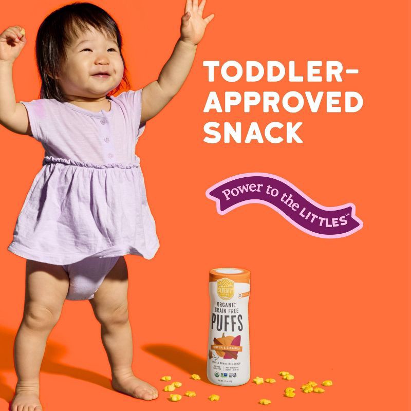 slide 5 of 9, Serenity Kids Pumpkin & Cinnamon Organic Grain Free Puffs Baby & Toddler Snacks - 1.5oz, 1.5 oz