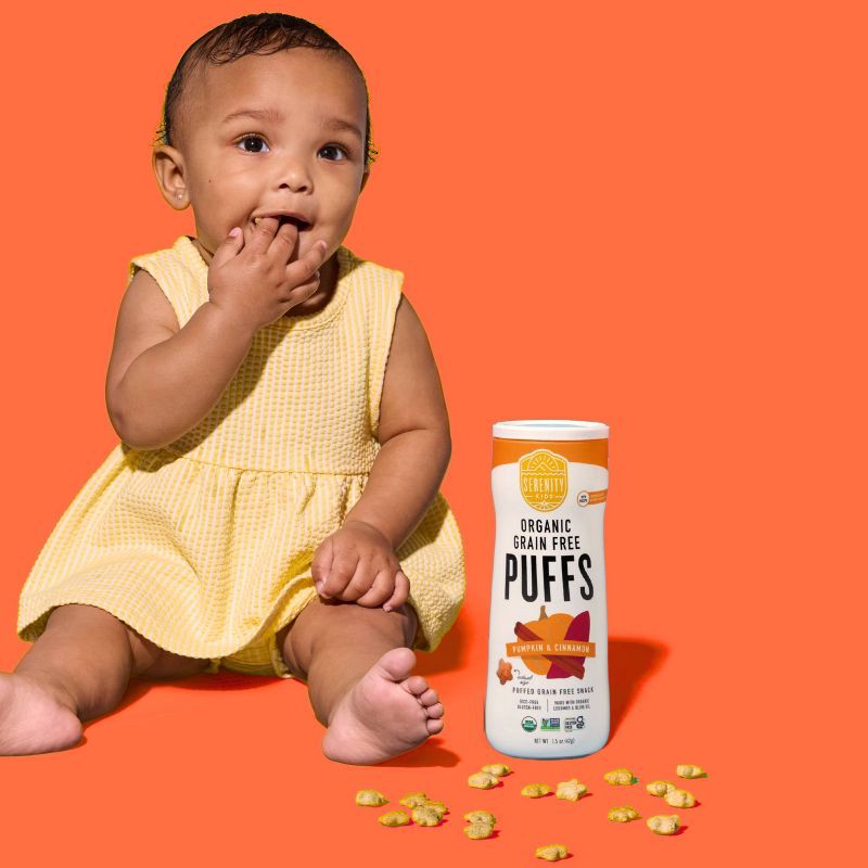 slide 7 of 9, Serenity Kids Pumpkin & Cinnamon Organic Grain Free Puffs Baby & Toddler Snacks - 1.5oz, 1.5 oz
