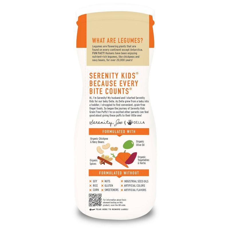slide 9 of 9, Serenity Kids Pumpkin & Cinnamon Organic Grain Free Puffs Baby & Toddler Snacks - 1.5oz, 1.5 oz