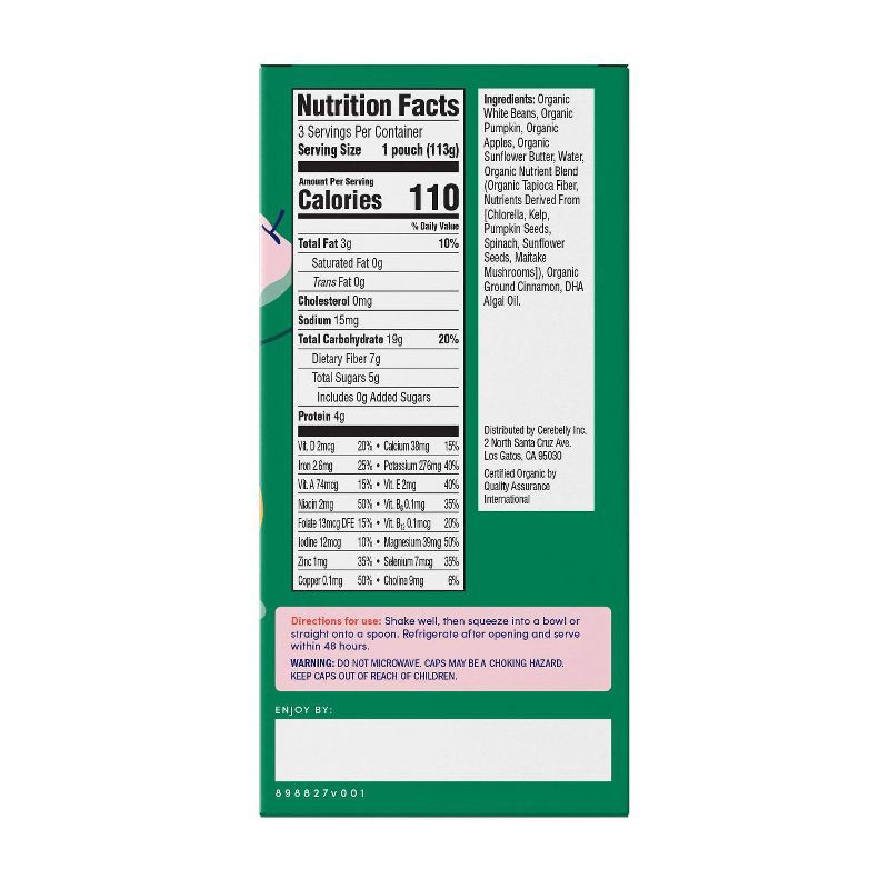 slide 2 of 4, Cerebelly Multipack White Bean Pumpkin Apple Baby Meals - 4oz/3pk, 3 ct; 4 oz