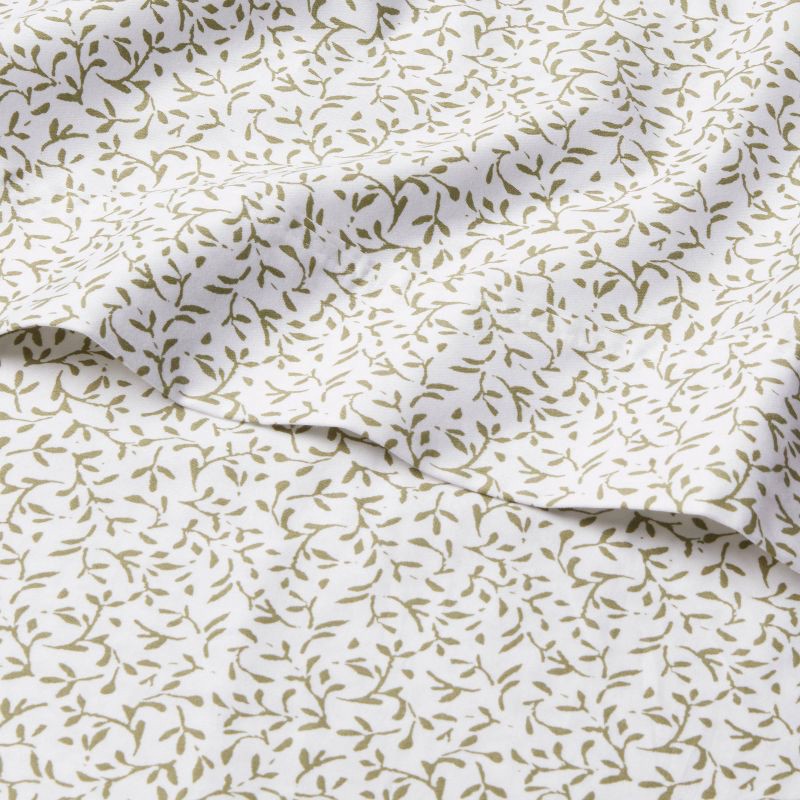 slide 3 of 4, Standard Printed Performance 400 Thread Count Pillowcase Set Green Vine - Threshold™: Cotton Sateen, Botanical Design, 2-Pack, 1 ct