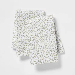 Standard Printed Performance 400 Thread Count Pillowcase Set Green Vine - Threshold™: Cotton Sateen, Botanical Design, 2-Pack