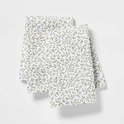 Standard Printed Performance 400 Thread Count Pillowcase Set Green Vine - Threshold™: Cotton Sateen, Botanical Design, 2-Pack