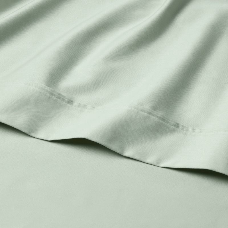 slide 3 of 4, Standard Solid Performance 400 Thread Count Pillowcase Set Silver Green - Threshold™: Cotton Sateen, Machine Washable, Set of 2, 1 ct