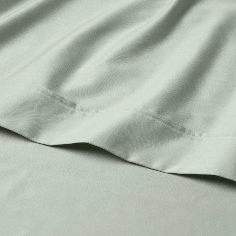 slide 3 of 4, Queen Solid Performance 400 Thread Count Sheet Set Silver Green - Threshold™, 1 ct