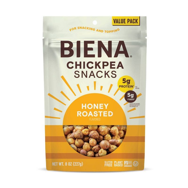slide 1 of 2, Biena Chickpea Snacks Honey Roasted - 8oz, 8 oz