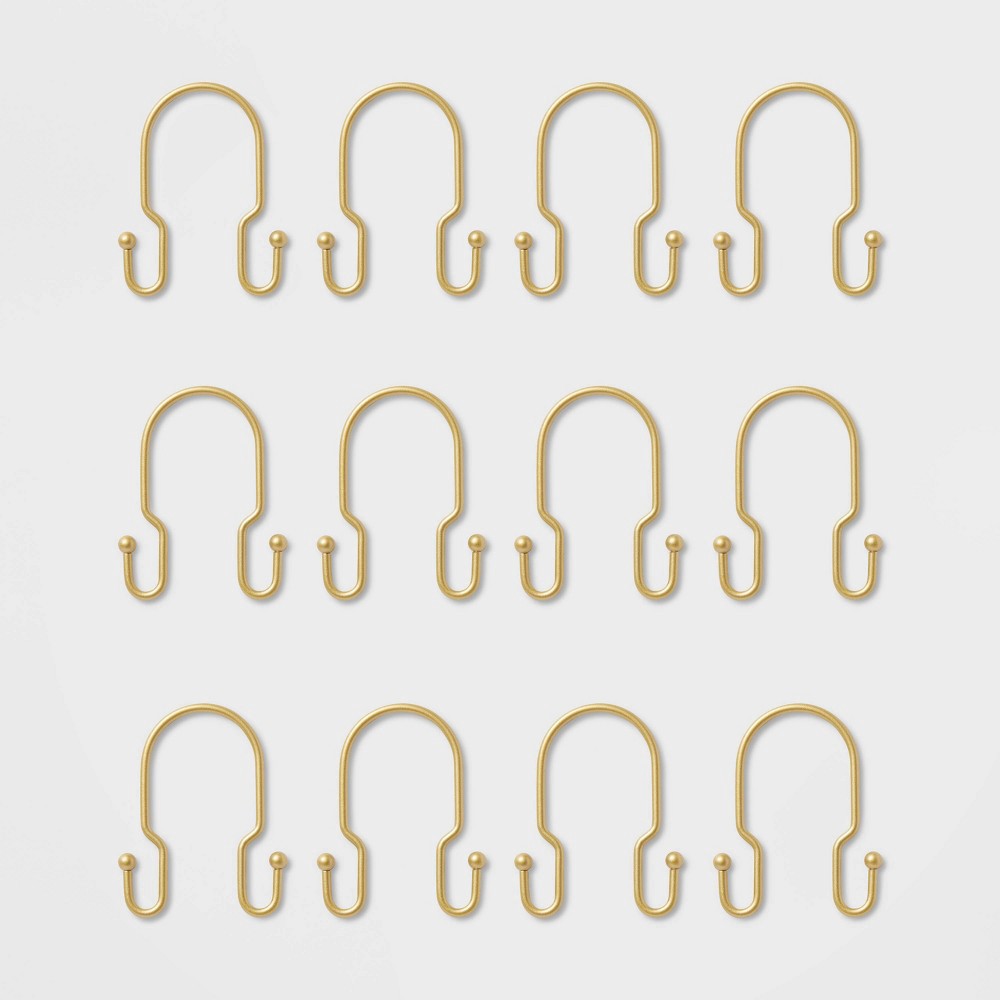 Metal Double Shower Hooks Brass - Room Essentials 1 ct | Shipt