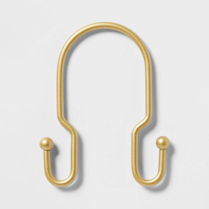 slide 1 of 3, Metal Double Shower Hooks Brass - Room Essentials™, 1 ct