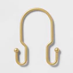 Metal Double Shower Hooks Brass - Room Essentials™:Powder-Coated Finish, Set of 12 Curtain Rings