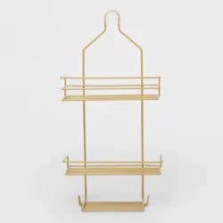 Metal Over The Shower Storage Brass - Room Essentials™: Bathroom Organizer, Gold Tone, 20" High, 10" Long