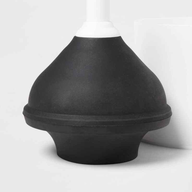 slide 4 of 4, Plunger White - Room Essentials™: Essential Bathroom Accessory, Plastic with Holder, Recyclable, 1 ct