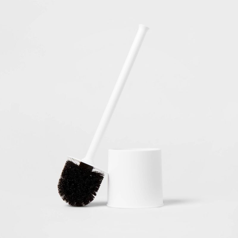 slide 3 of 4, Toilet Brush White - Room Essentials™: Plastic Scrubber, Recyclable Holder, 16.25" Height, 1 ct