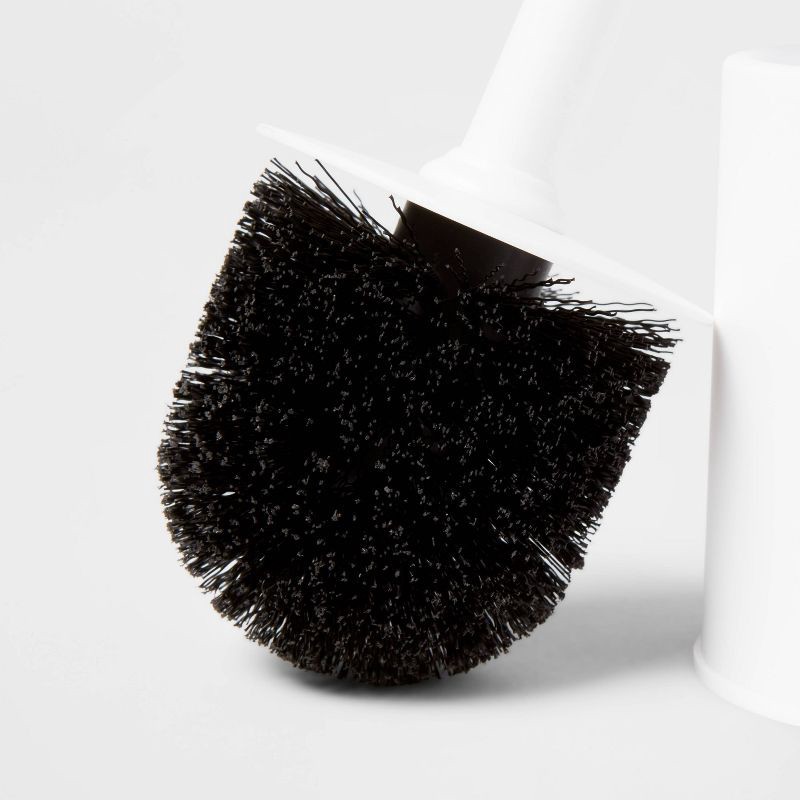 slide 4 of 4, Toilet Brush White - Room Essentials™: Plastic Scrubber, Recyclable Holder, 16.25" Height, 1 ct