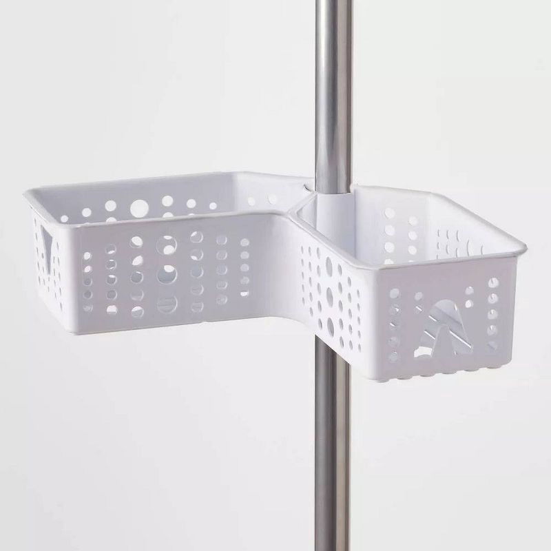 slide 3 of 4, Steel Corner L Shaped Tension Pole Caddy Chrome - Room Essentials™, 1 ct