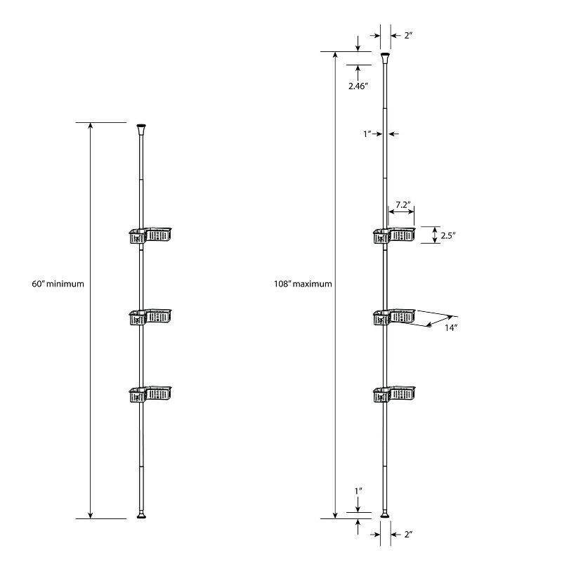 slide 4 of 4, Steel Corner L Shaped Tension Pole Caddy Chrome - Room Essentials™, 1 ct