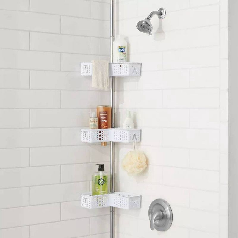 slide 1 of 4, Steel Corner L Shaped Tension Pole Caddy Chrome - Room Essentials™, 1 ct