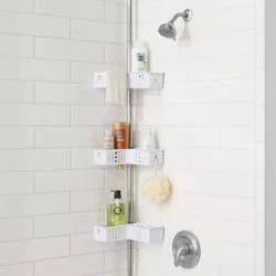 Steel Corner L Shaped Tension Pole Caddy Chrome - Room Essentials™