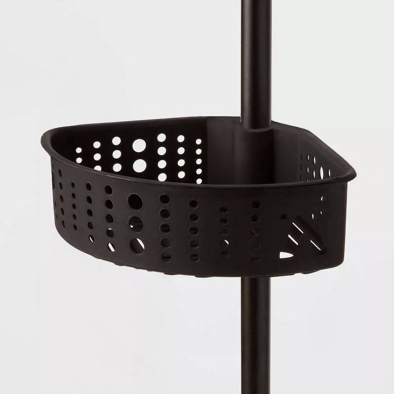 slide 3 of 4, Steel Corner Tension Pole Caddy Matte Black - Room Essentials™: Adjustable Bathroom Organizer, Rust-Resistant Shower Shelf, 1 ct