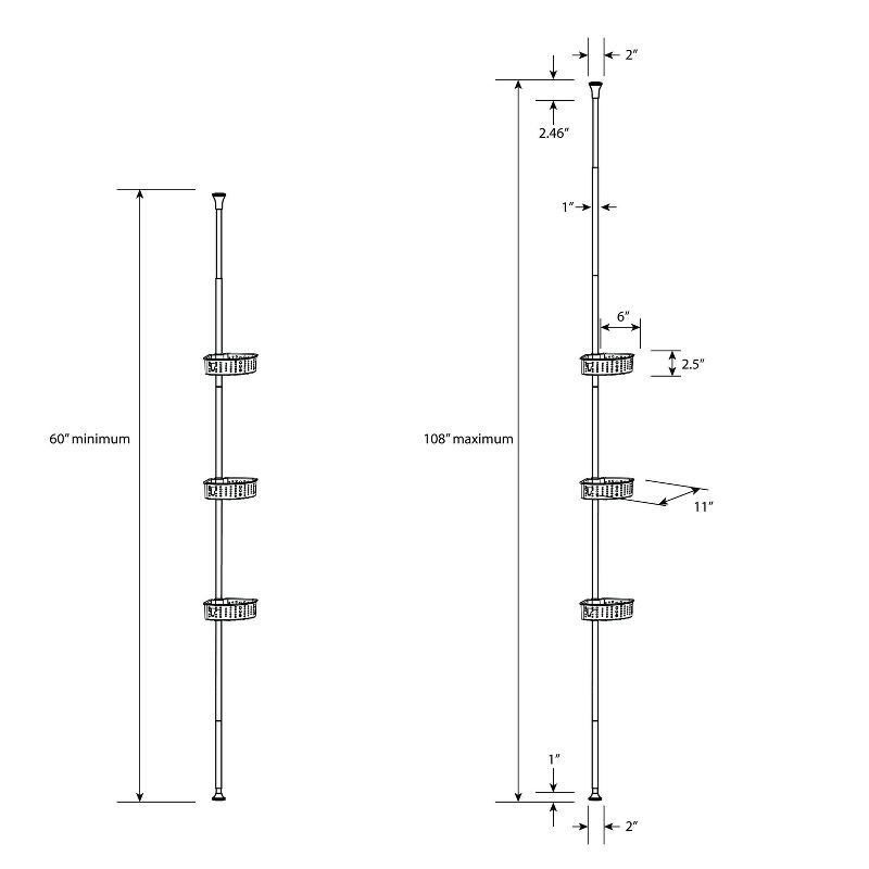 slide 4 of 4, Steel Corner Tension Pole Caddy Matte Black - Room Essentials™: Adjustable Bathroom Organizer, Rust-Resistant Shower Shelf, 1 ct