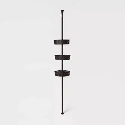 Steel Corner Tension Pole Caddy Matte Black - Room Essentials™: Adjustable Bathroom Organizer, Rust-Resistant Shower Shelf