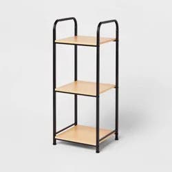 Short Bath Wood Storage Tower Black Metal - Brightroom™: Powder-Coated MDF, Fixed Shelves, Rust-Resistant