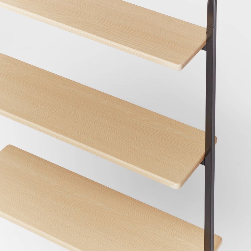 slide 3 of 3, Over The Toilet Storage Black Metal and Wood - Brightroom™: Space-Saving Bathroom Organizer with 3 Fixed Shelves, 1 ct