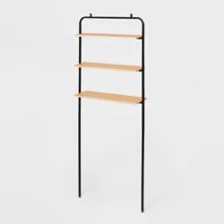 Over The Toilet Storage Black Metal and Wood - Brightroom™: Space-Saving Bathroom Organizer with 3 Fixed Shelves