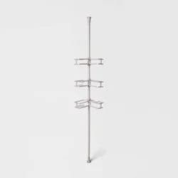 Aluminum Corner Tension Pole Caddy Gray - Threshold™: Bath Organizer with Adjustable Shelves