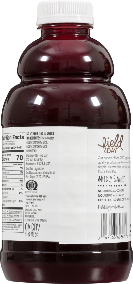 slide 10 of 13, Field Day Organic Cranberry Juice from Concentrate - 32 fl oz, 32 oz