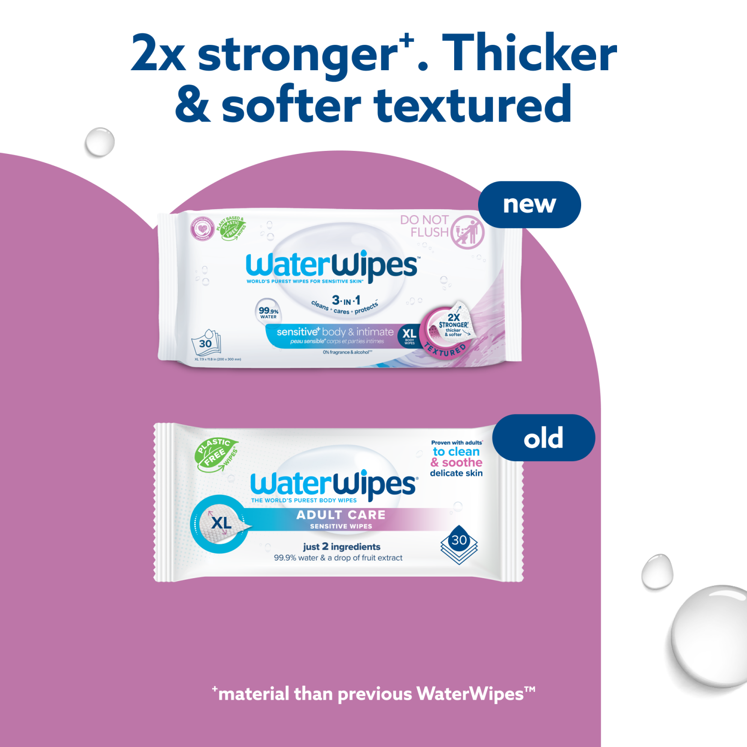 slide 6 of 8, WaterWipes Adult Care 99.9% Water Based Wipes, Unscented & Hypoallergenic for Incontinence & All Over Cleansing, 30 Count (1 Pack), 30 ct, 1 ct