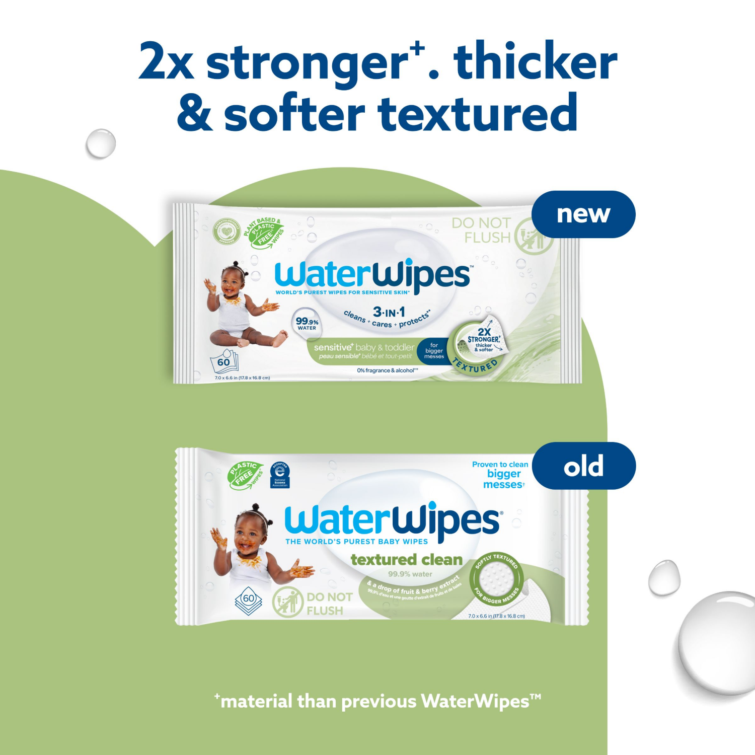 slide 6 of 8, WaterWipes Sensitive+ Baby & Toddler Wipes, Hypoallergenic for Sensitive Skin, 60 ct