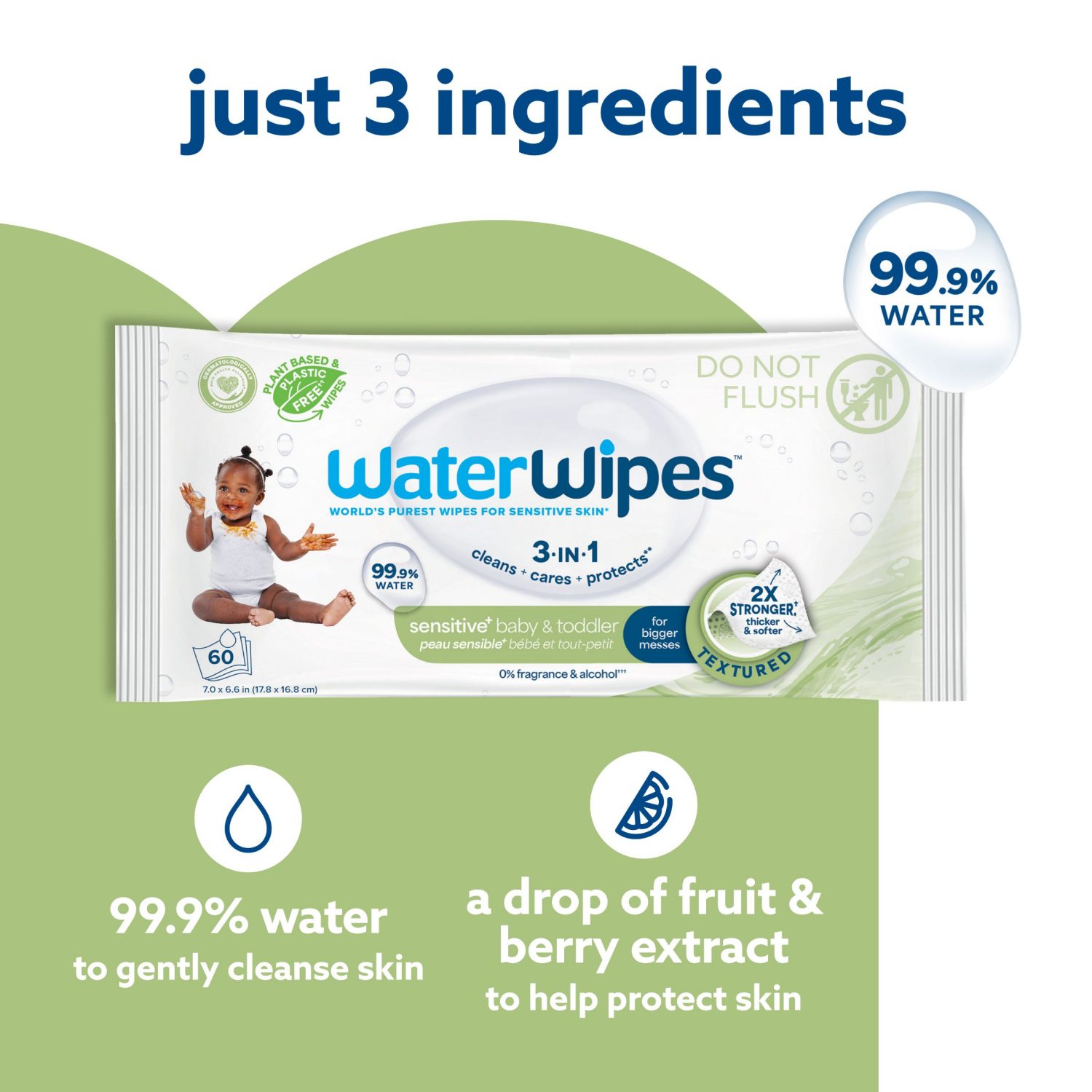 slide 7 of 8, WaterWipes Sensitive+ Baby & Toddler Wipes, Unscented Sensitive Skin, 240 ct