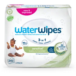 WaterWipes Sensitive+ Baby & Toddler Wipes, Unscented Sensitive Skin