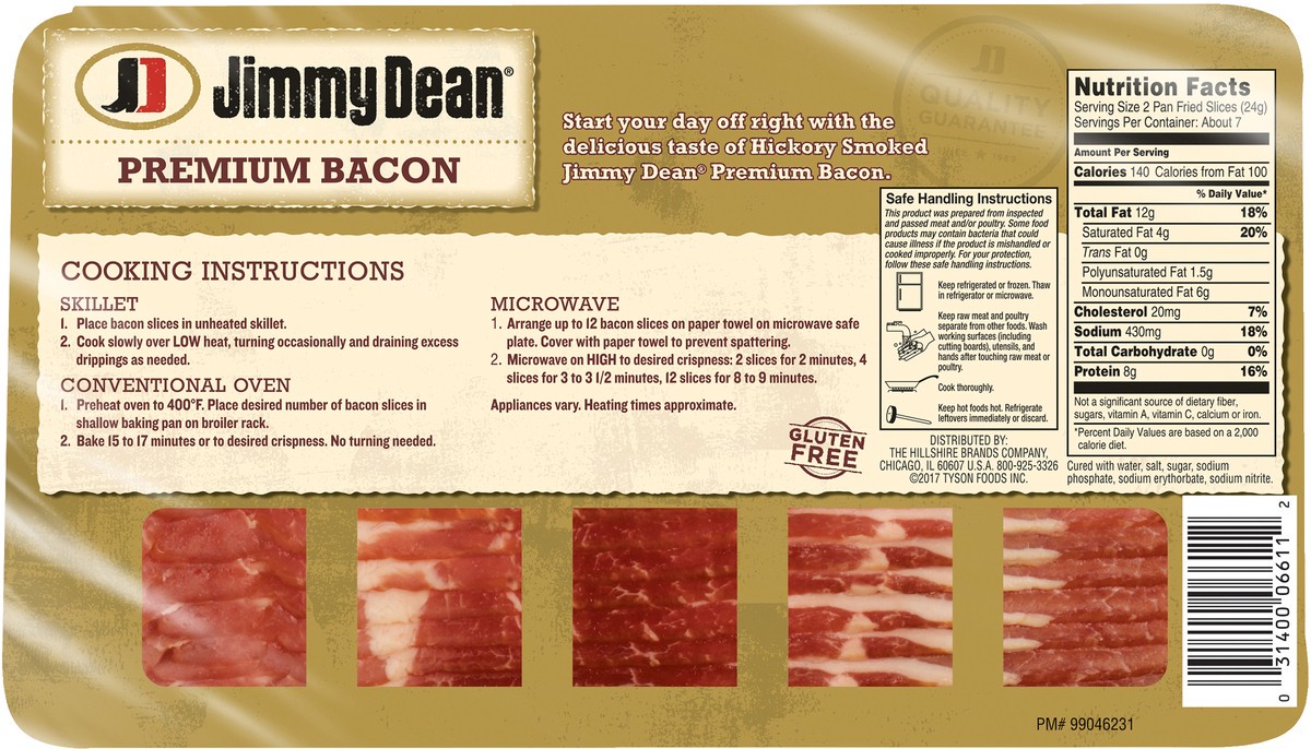 slide 6 of 6, Jimmy Dean Premium Hickory Smoked Bacon, 16 oz, 453.59 g