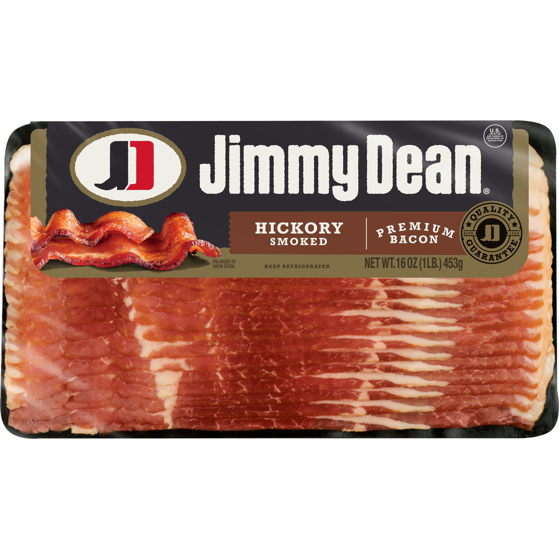 slide 1 of 4, Jimmy Dean Premium Hickory Smoked Bacon, 16 oz, 453.59 g