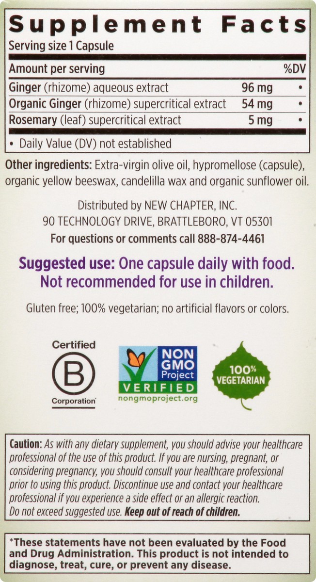 slide 7 of 12, New Chapter Vegetarian Capsules Ginger 30 ea, 30 ct