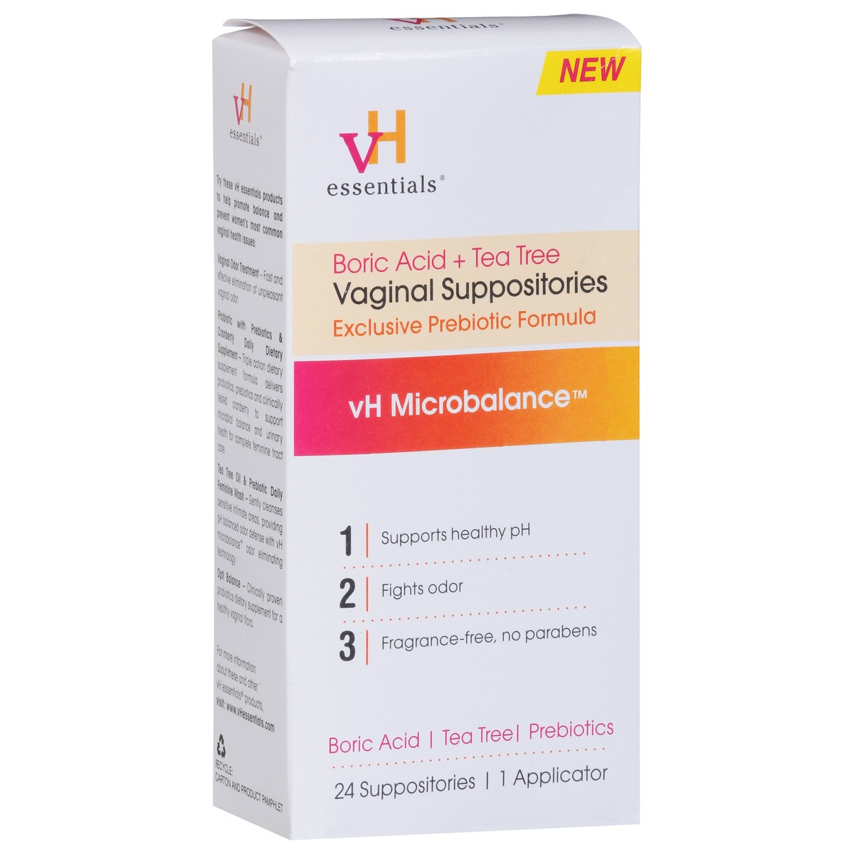 slide 3 of 10, VH Essentials Vaginal Suppositories 24 ea, 24 ct