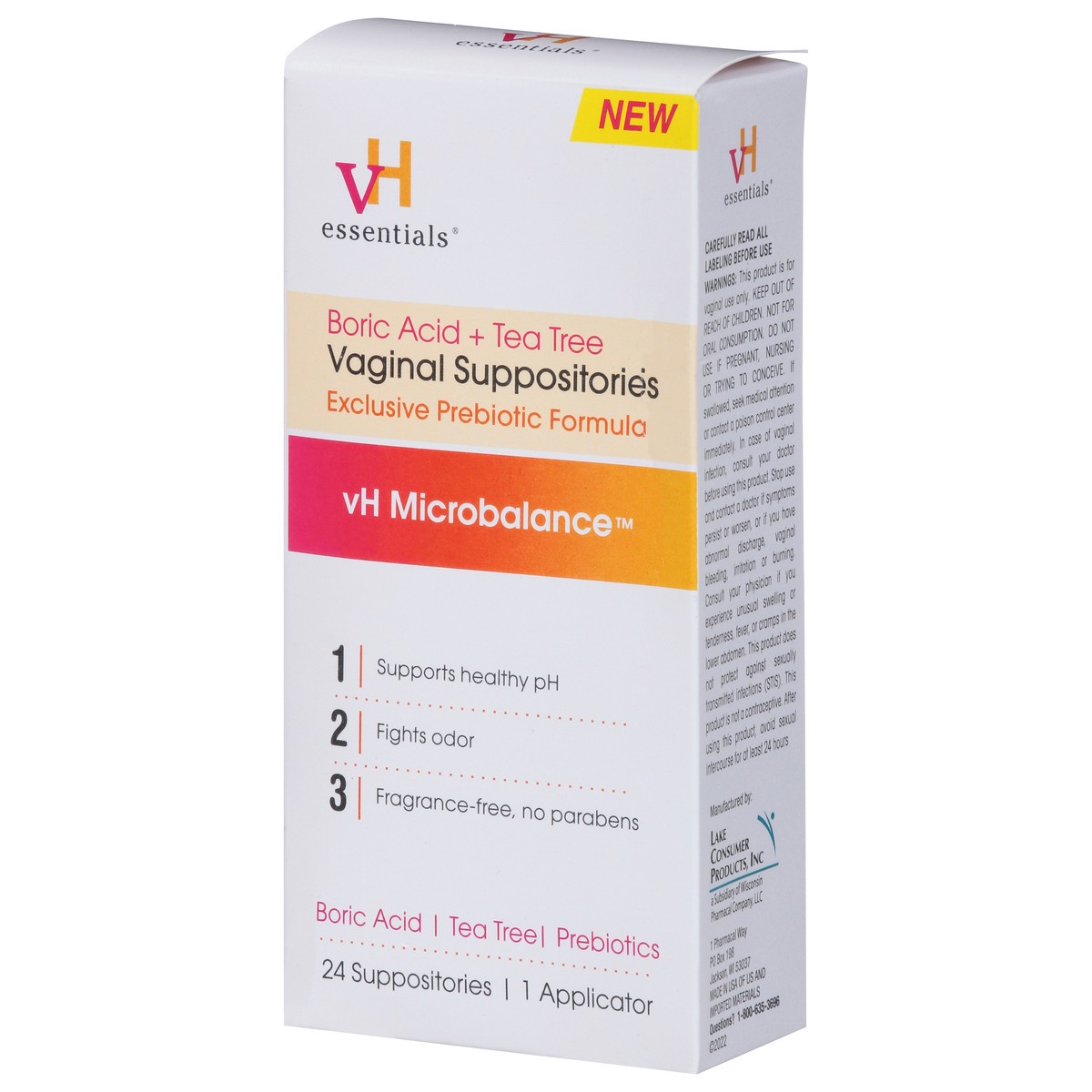 slide 5 of 10, VH Essentials Vaginal Suppositories 24 ea, 24 ct