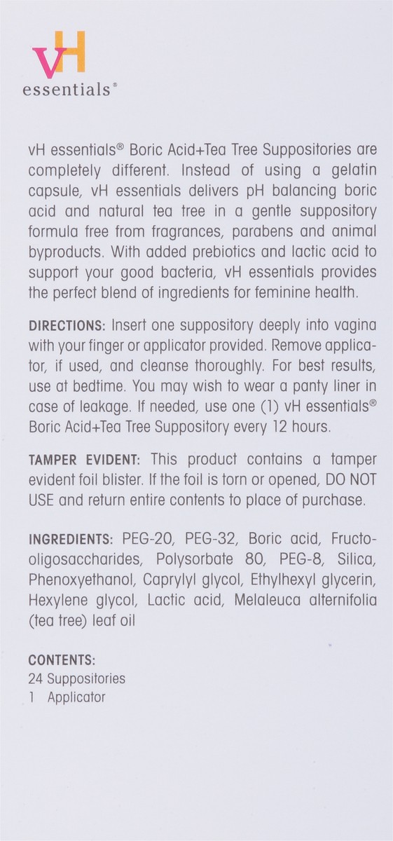 slide 7 of 10, VH Essentials Vaginal Suppositories 24 ea, 24 ct