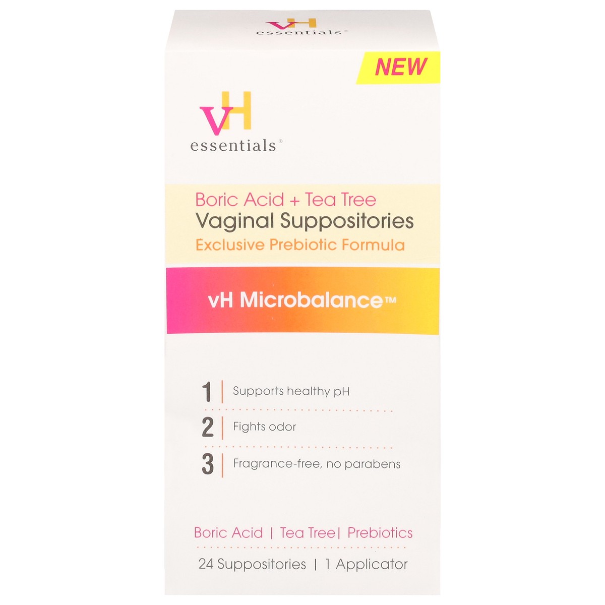 slide 1 of 10, VH Essentials Vaginal Suppositories 24 ea, 24 ct