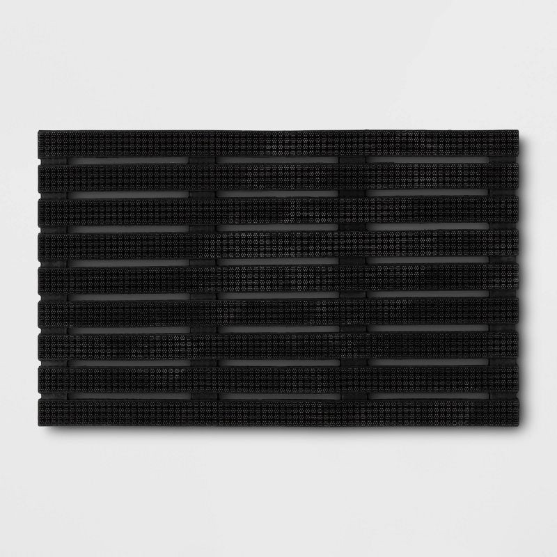 slide 1 of 4, 1'6"x2'6" Rubber Bristle Boot Scrapping Doormat - Threshold™: Outdoor Mat, Black, Low Pile, Stripe Pattern, 1 ct