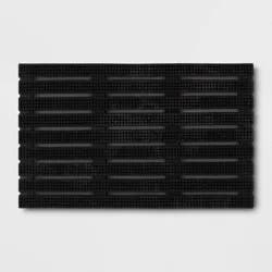 1'6"x2'6" Rubber Bristle Boot Scrapping Doormat - Threshold™: Outdoor Mat, Black, Low Pile, Stripe Pattern